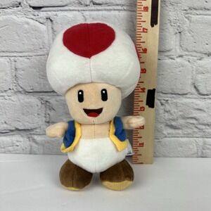 Nintendo 2017 Super Mario Toad Plush Toy 8" inch White Red Doll Stuffed Animal